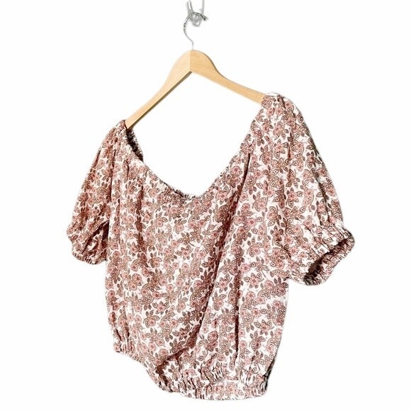 NWT Cupcakes & Cashmere Floral Off The Shoulder Top Cotton Boho Bohemian Size XL - Picture 5 of 10